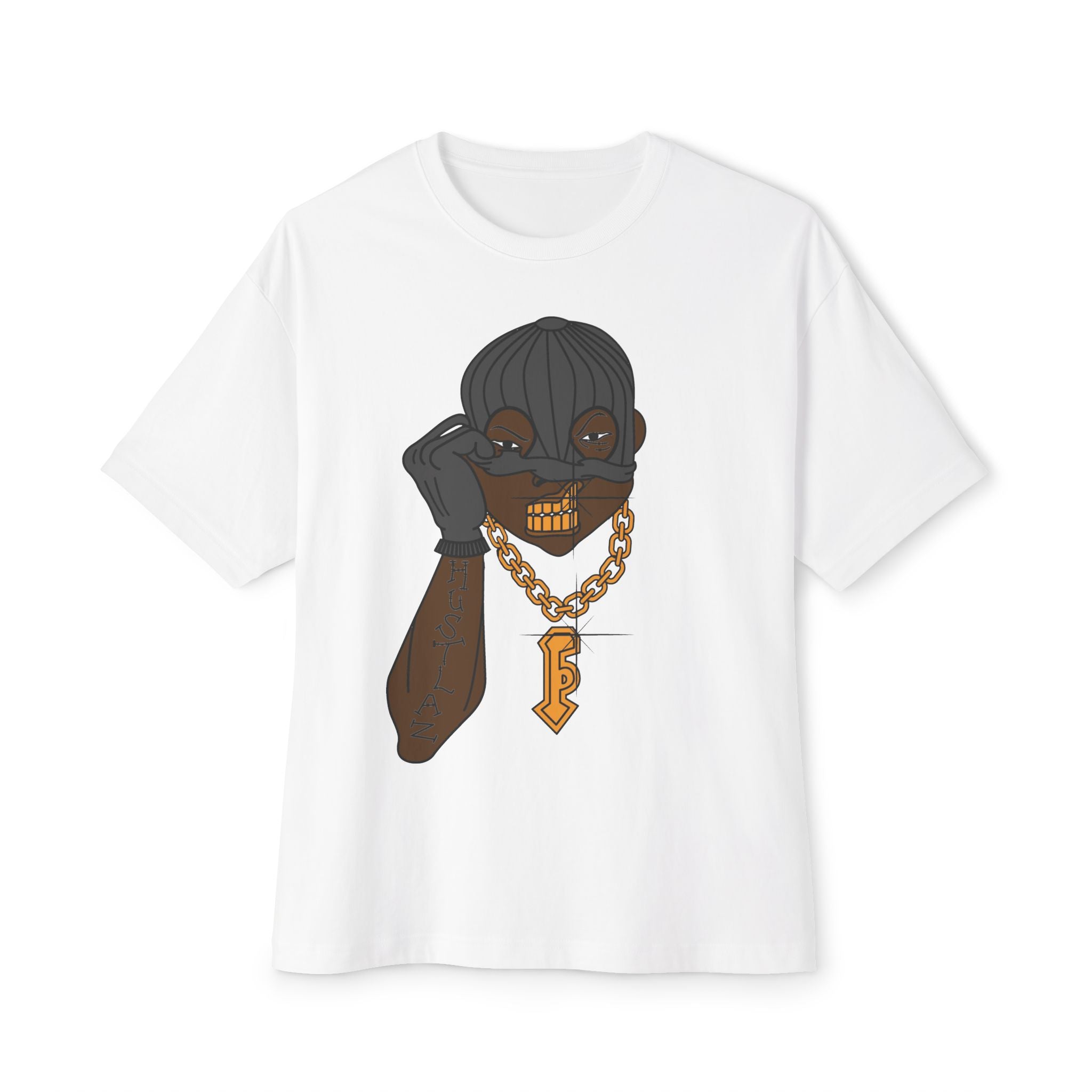 Gold Grill Mask Graphic Tee — Urban Streetwear Oversized T‑Shirt