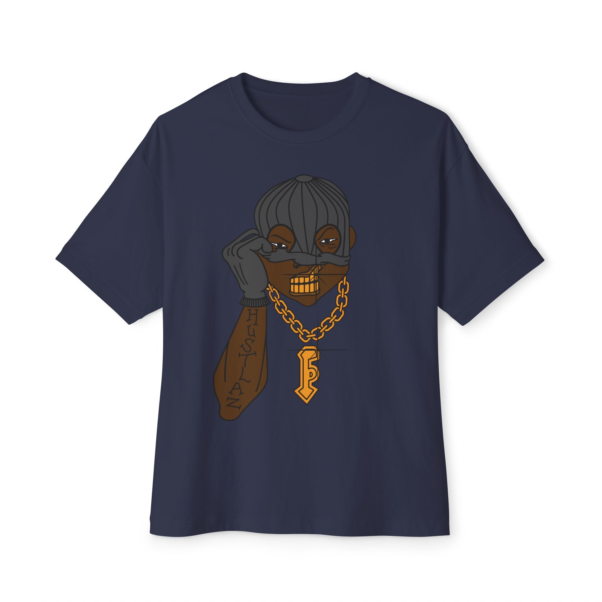Gold Grill Mask Graphic Tee — Urban Streetwear Oversized T‑Shirt