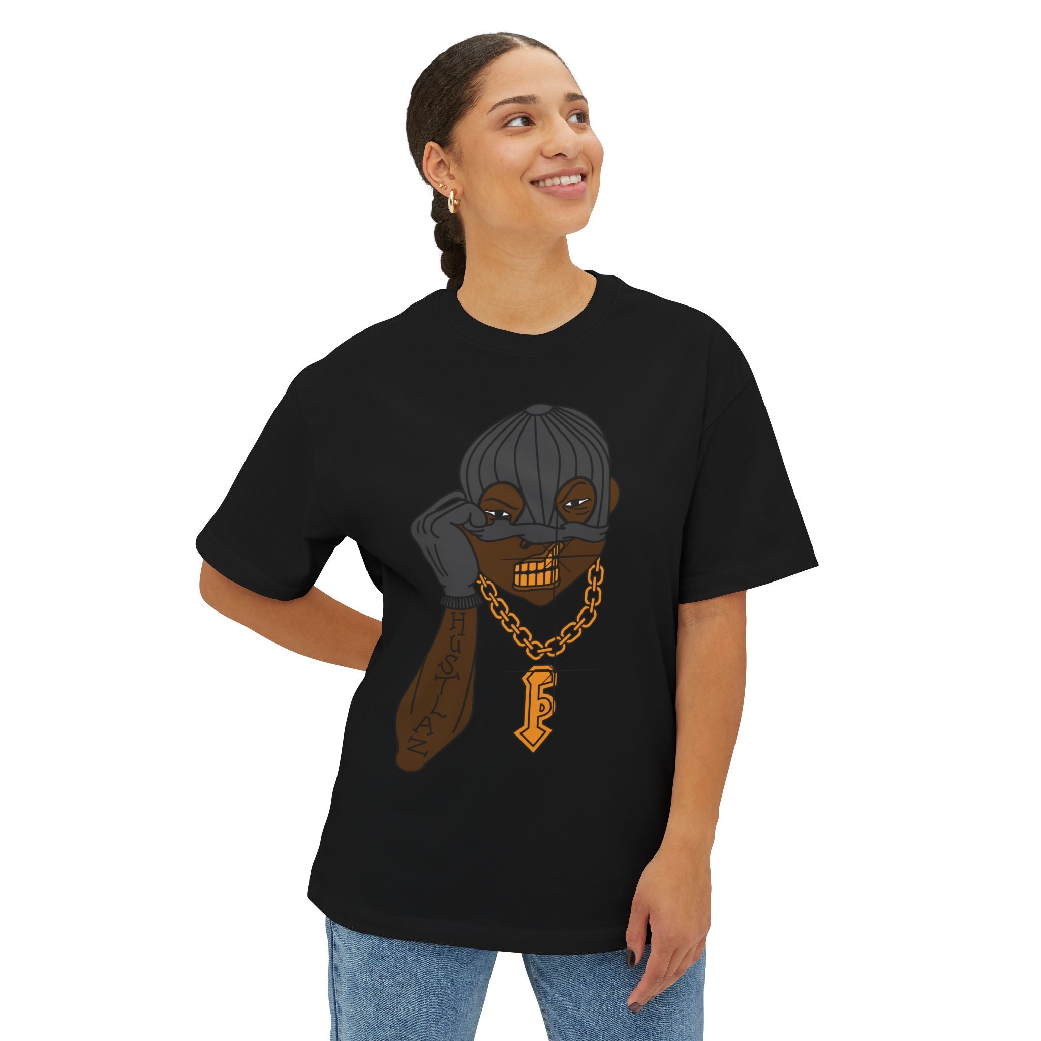 Gold Grill Mask Graphic Tee — Urban Streetwear Oversized T‑Shirt
