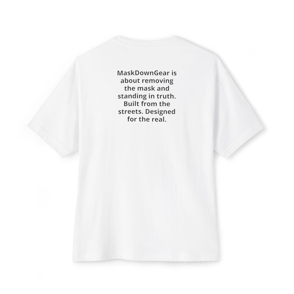 MaskDown Graphic Tee — Urban Streetwear Oversized T‑Shirt with Gold Chain Design