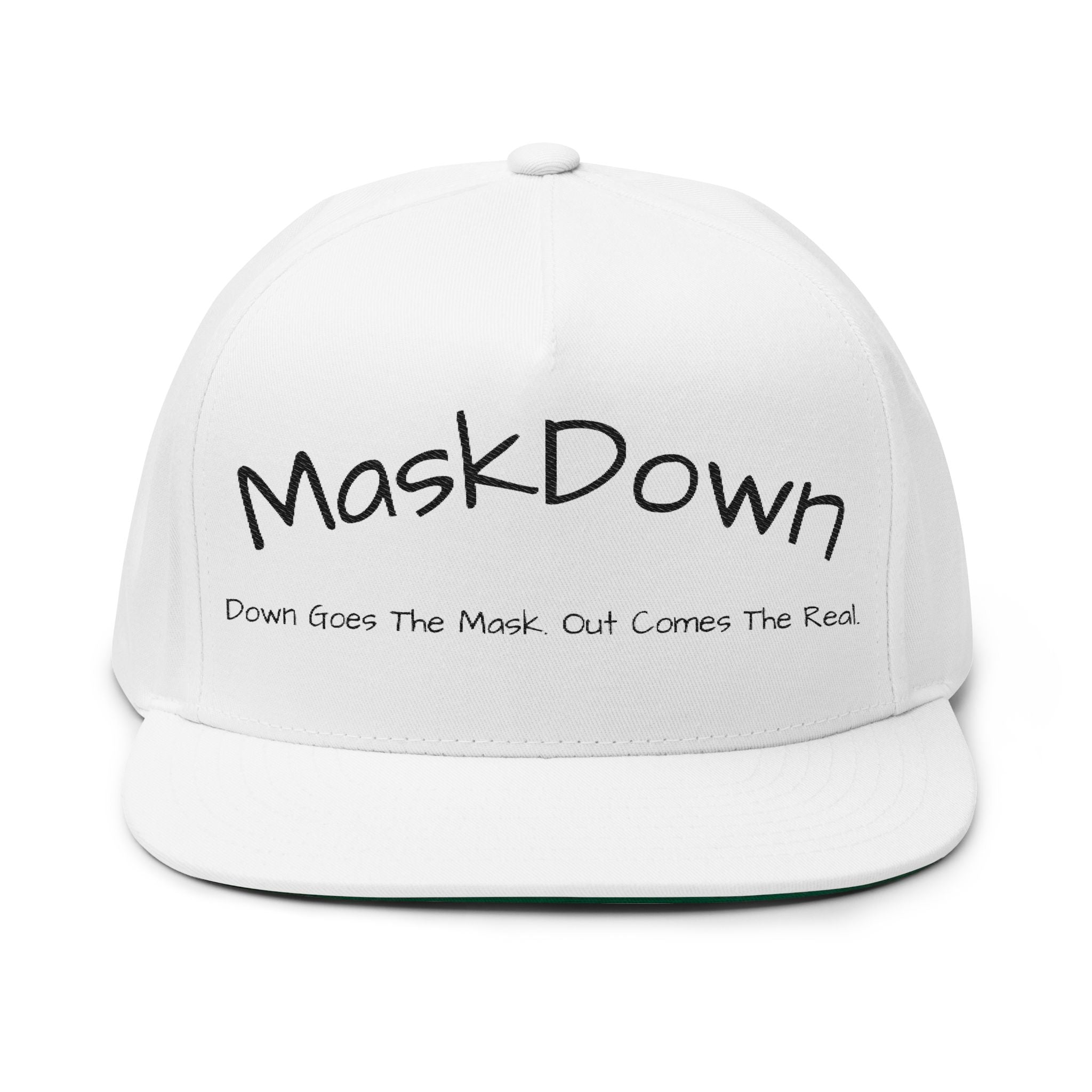 Flat Bill Cap — "MaskDown Gear" Embroidered Snapback Hat