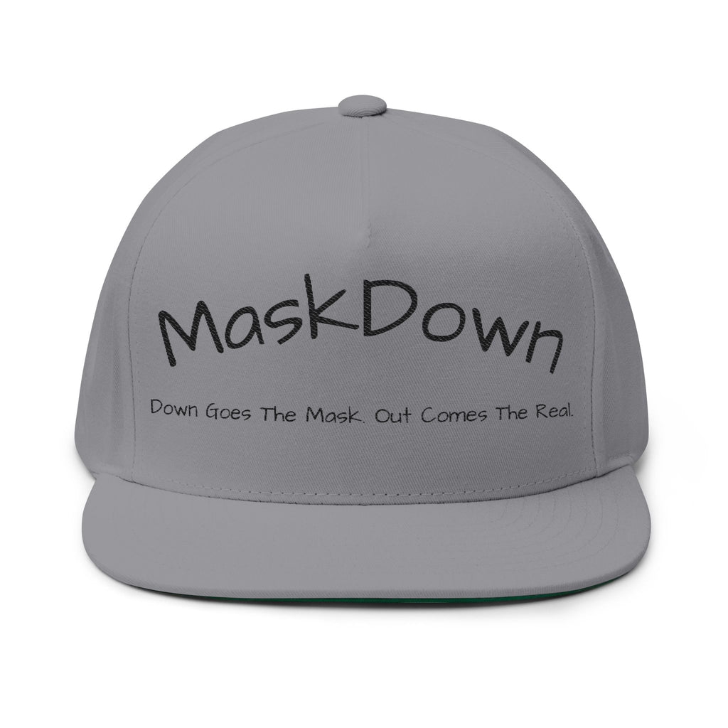Flat Bill Cap — "MaskDown Gear" Embroidered Snapback Hat