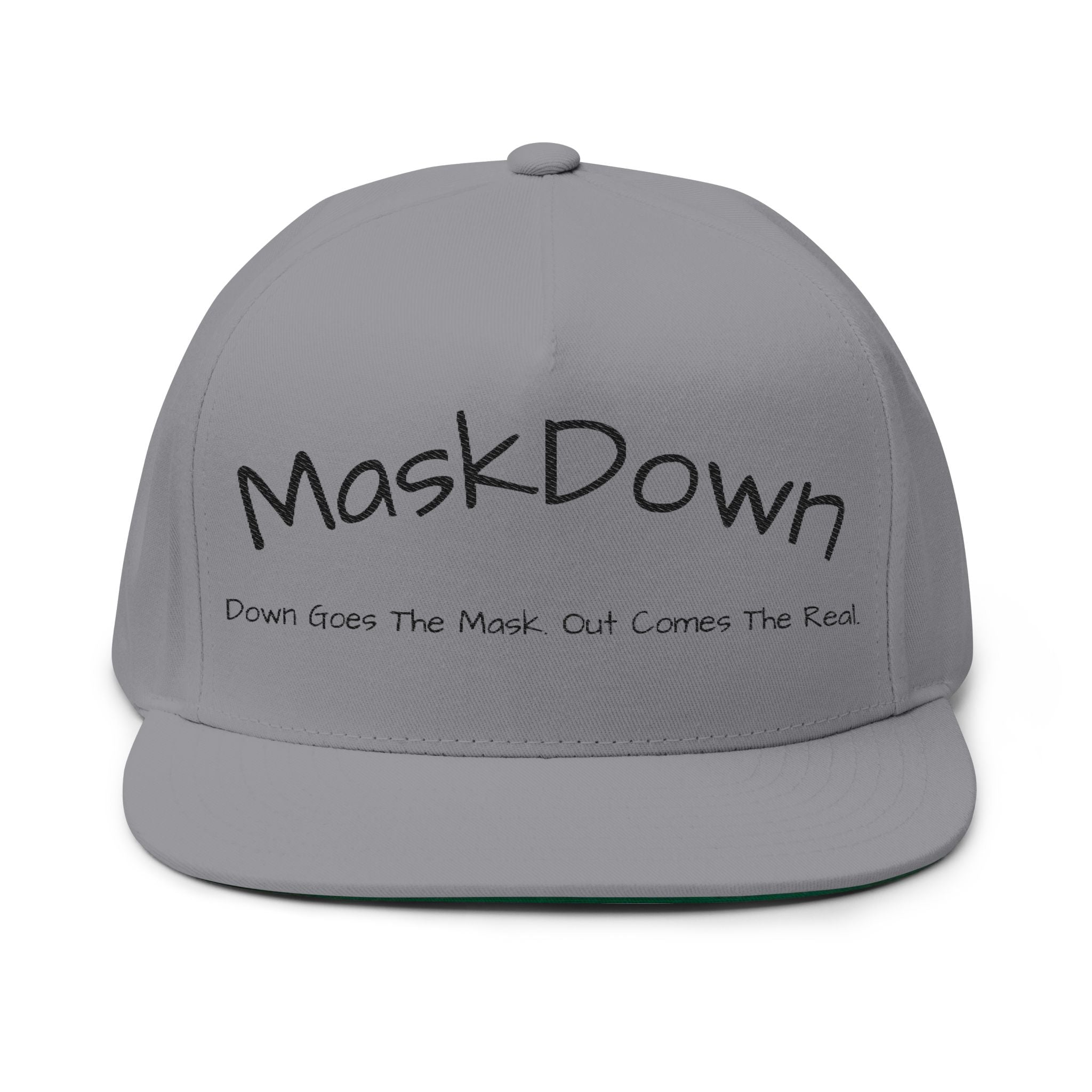 Flat Bill Cap — "MaskDown Gear" Embroidered Snapback Hat