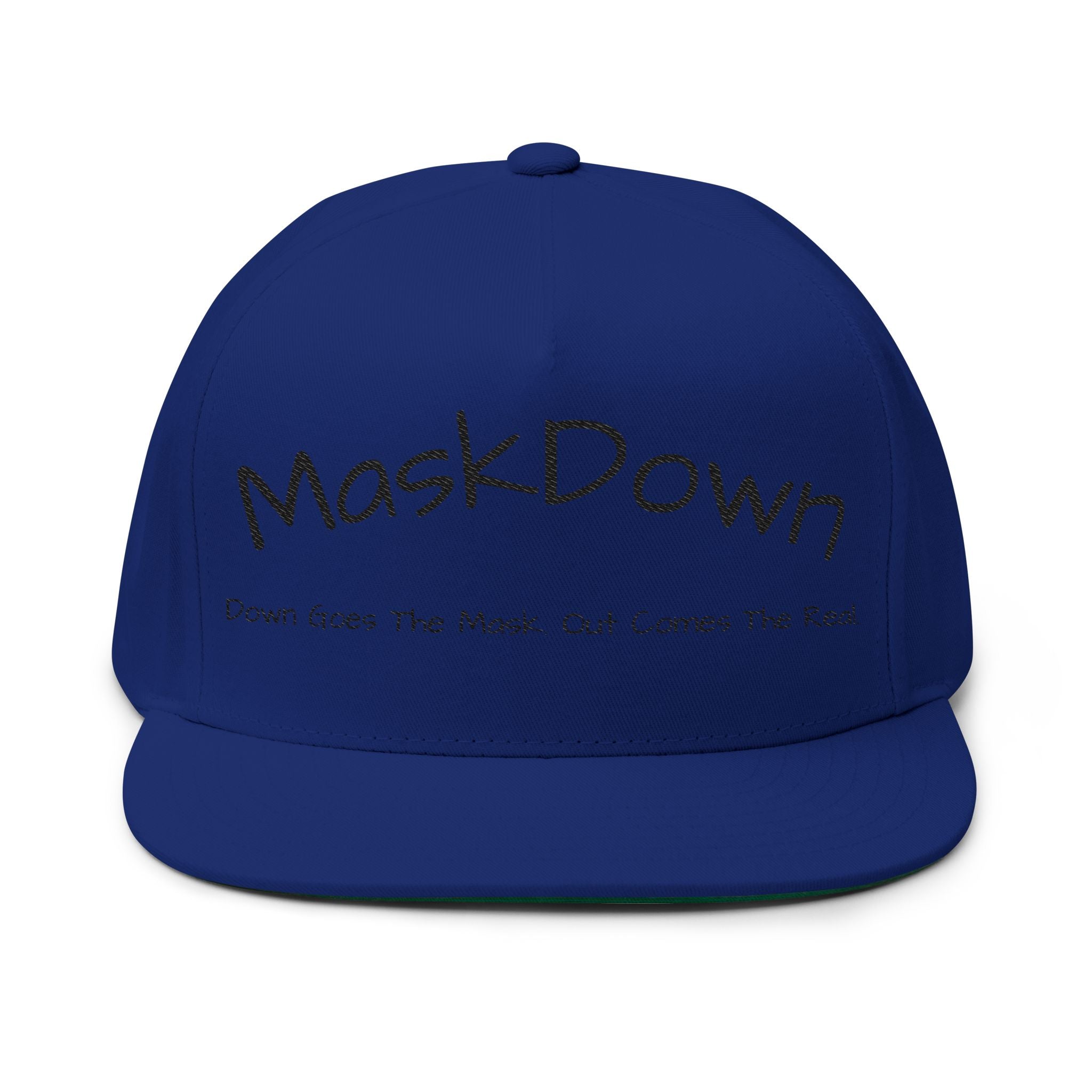 Flat Bill Cap — "MaskDown Gear" Embroidered Snapback Hat