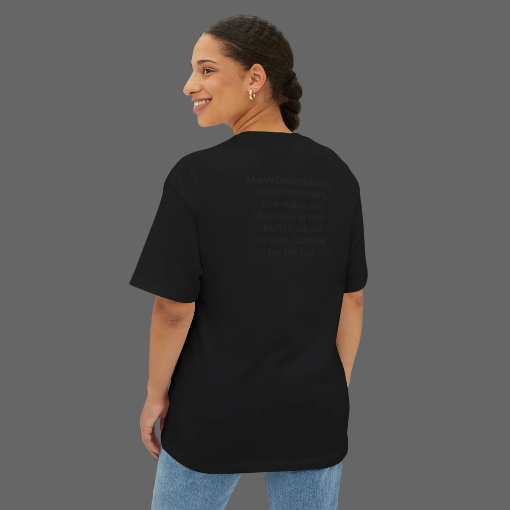 MaskDown Graphic Tee — Urban Streetwear Oversized T‑Shirt with Gold Chain Design