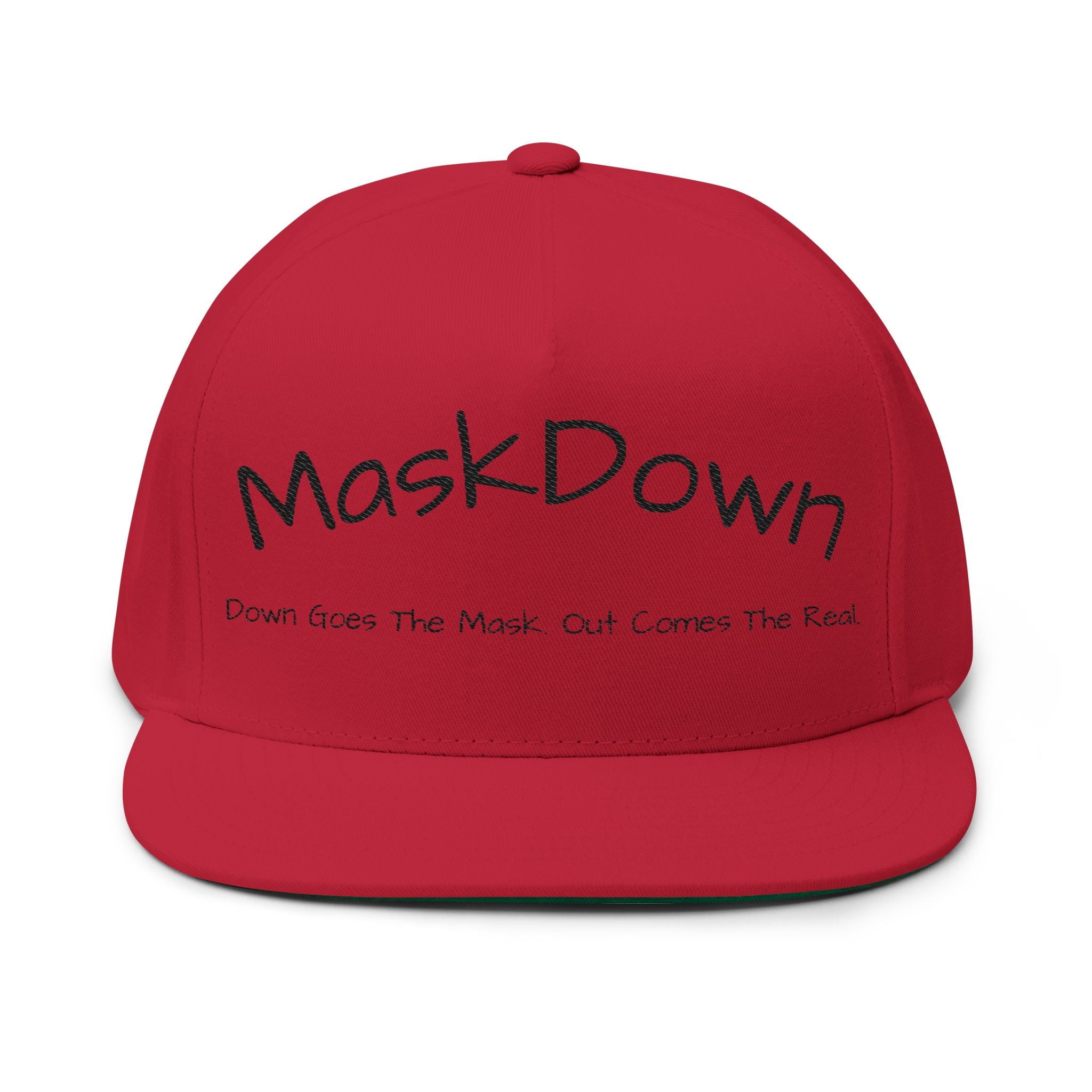 Flat Bill Cap — "MaskDown Gear" Embroidered Snapback Hat